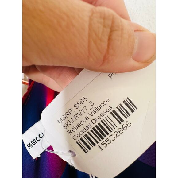 REBECCA VALLANCE Red White Side Waist Cutouts  Del Prado Midi Dress size 8 - Picture 14 of 16